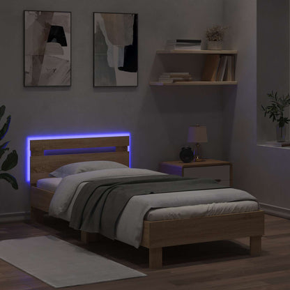 Bed Frame with LED Sonoma Oak 80 x 200 cm Engineered Wood