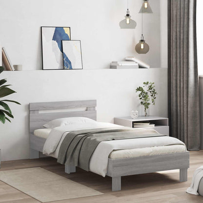 Bed Frame with LED Grey Sonoma 80 x 200 cm Engineered Wood