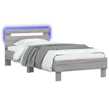 Bed Frame with LED Grey Sonoma 80 x 200 cm Engineered Wood