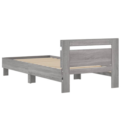 Bed Frame with LED Grey Sonoma 80 x 200 cm Engineered Wood