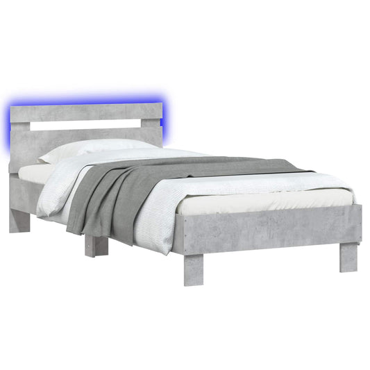 Bed Frame with LED Strip Lights Concrete Grey Engineered Wood
