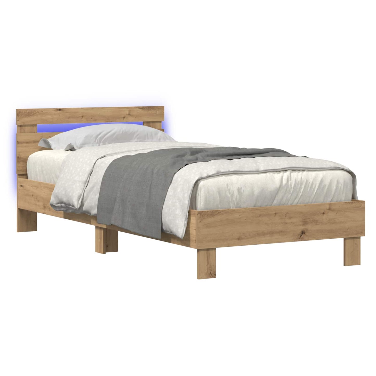 Bed Frame with LED Artisian Oak 80 x 200 cm Engineered Wood
