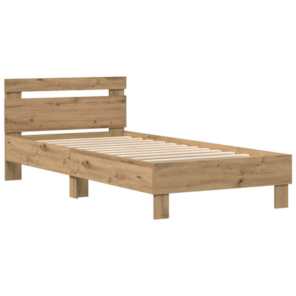 Bed Frame with LED Artisian Oak 80 x 200 cm Engineered Wood