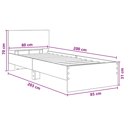 Bed Frame with LED Artisian Oak 80 x 200 cm Engineered Wood