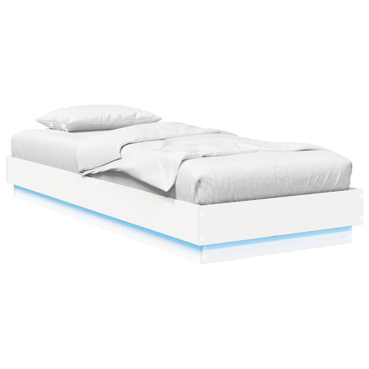 Bed Frame with LED White 80 x 200 cm Engineered Wood