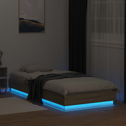 Bed Frame with LED Sonoma Oak 80 x 200 cm Engineered Wood