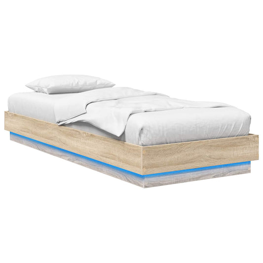 Bed Frame with LED Sonoma Oak 80 x 200 cm Engineered Wood