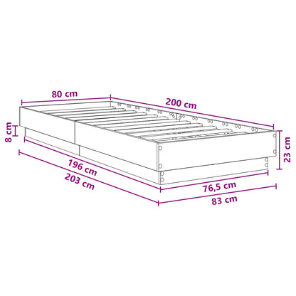 Bed Frame with LED Sonoma Oak 80 x 200 cm Engineered Wood