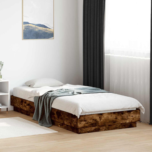 Bed Frame with LED Smoked Oak 80 x 200 cm Engineered Wood