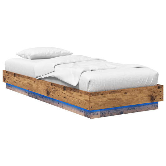 Bed Frame with LED Old Wood 80 x 200 cm Engineered Wood