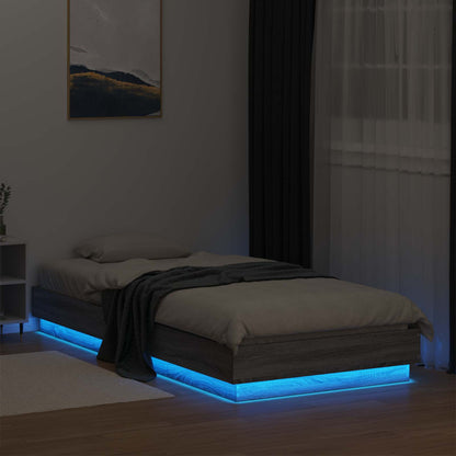 Bed Frame with LED Grey Sonoma 80 x 200 cm Engineered Wood