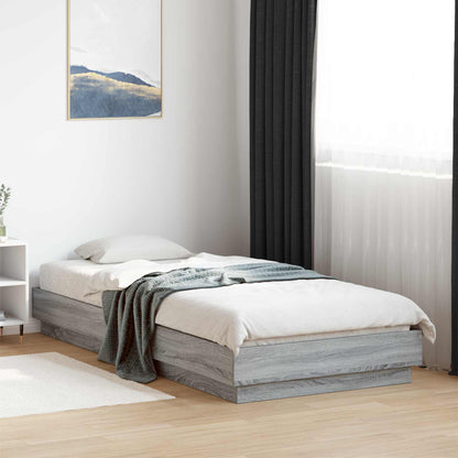 Bed Frame with LED Grey Sonoma 80 x 200 cm Engineered Wood
