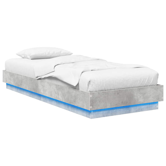 Bed Frame with LED Concrete Grey 80 x 200 cm Engineered Wood