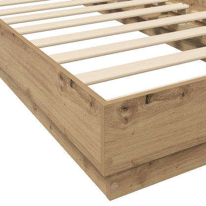 Bed Frame with LED Artisan Oak 80 x 200 cm Engineered Wood