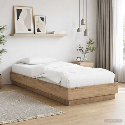 Bed Frame with LED Artisan Oak 80 x 200 cm Engineered Wood