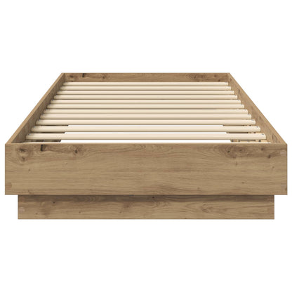 Bed Frame with LED Artisan Oak 80 x 200 cm Engineered Wood