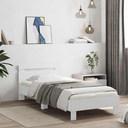 Bed Frame White Engineered Wood