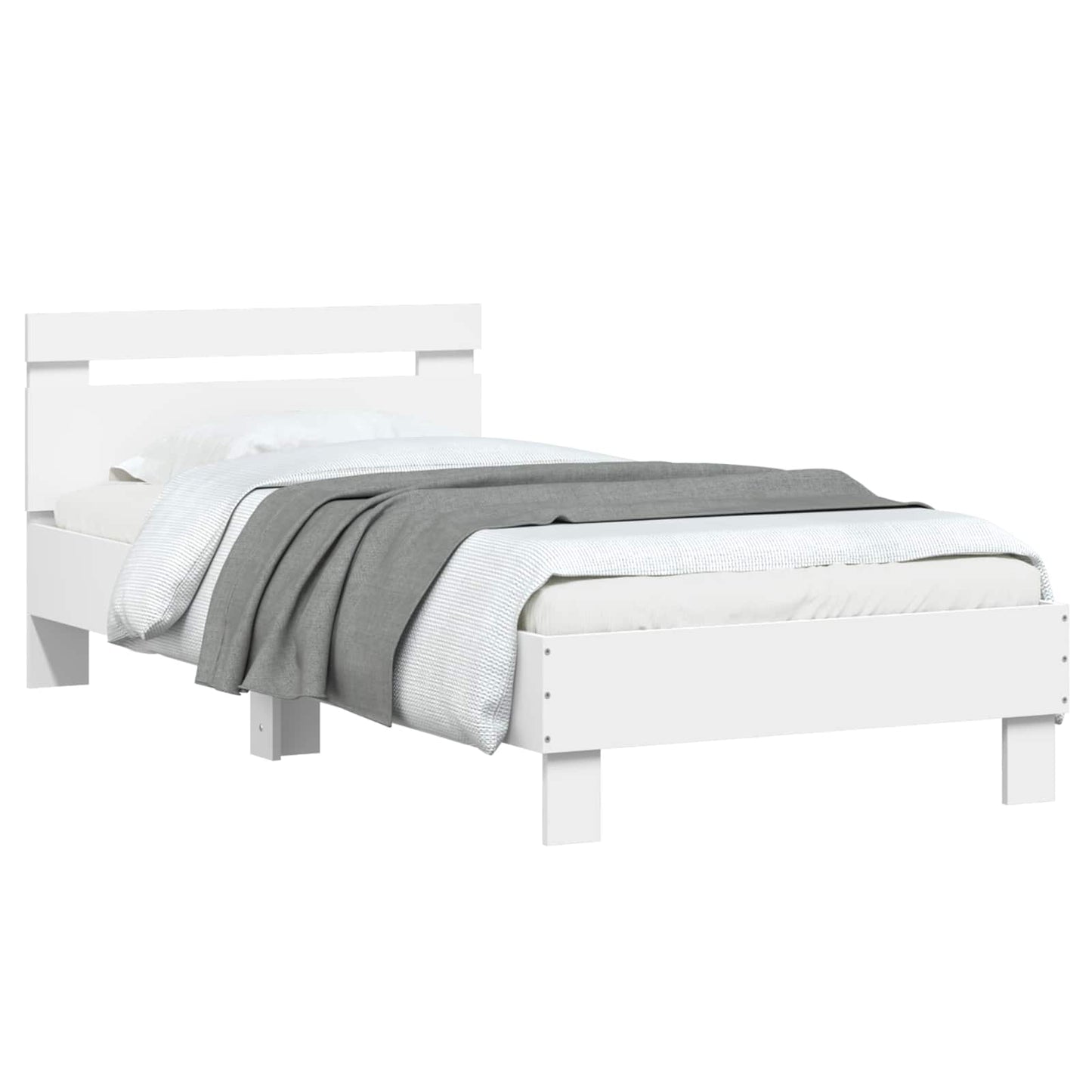 Bed Frame White Engineered Wood