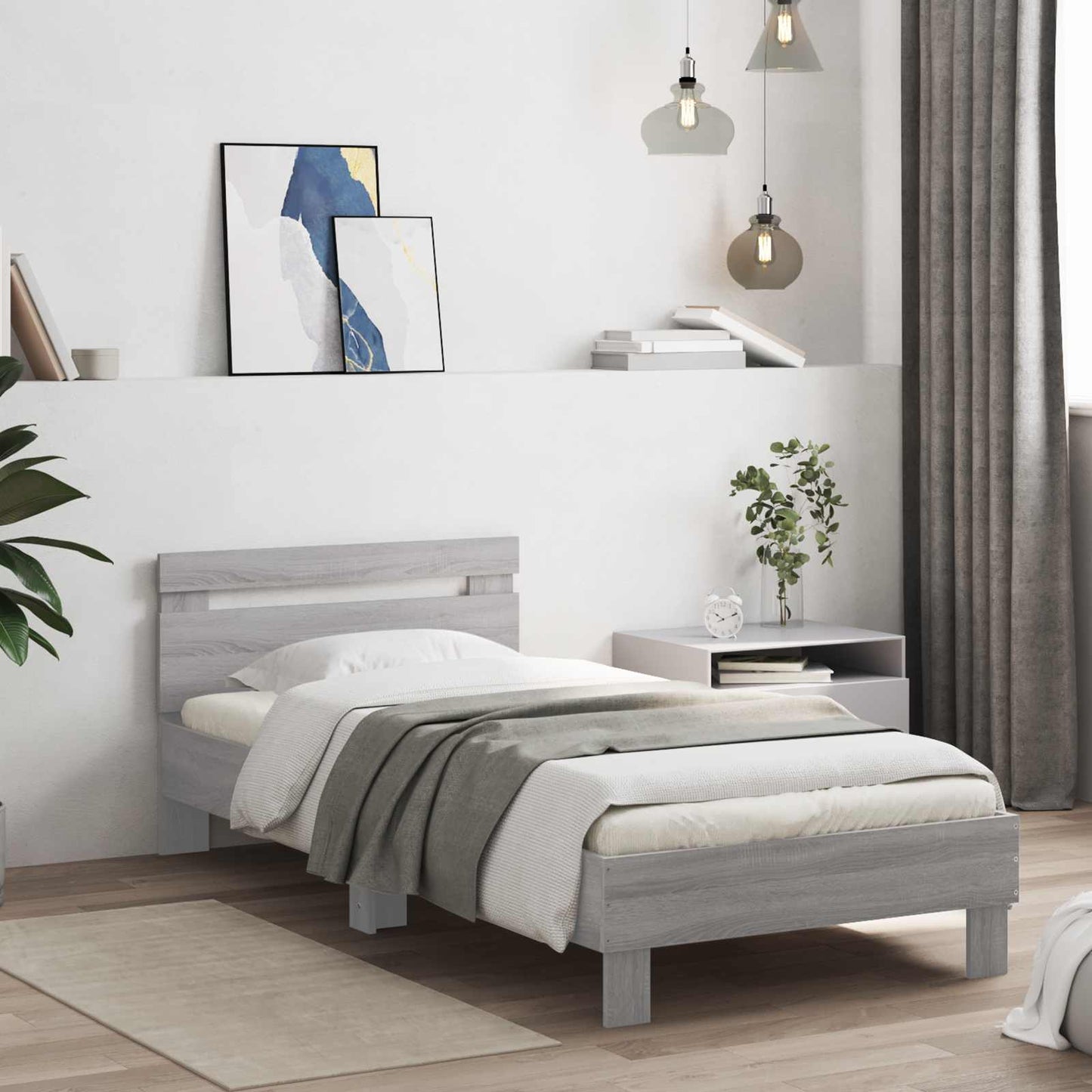 Bed Frame Grey Sonoma Engineered Wood