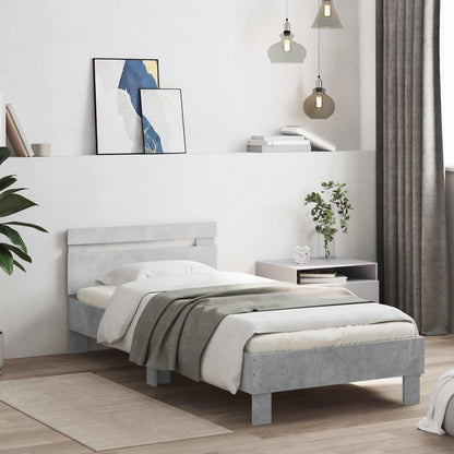 Bed Frame Concrete Grey Engineered Wood