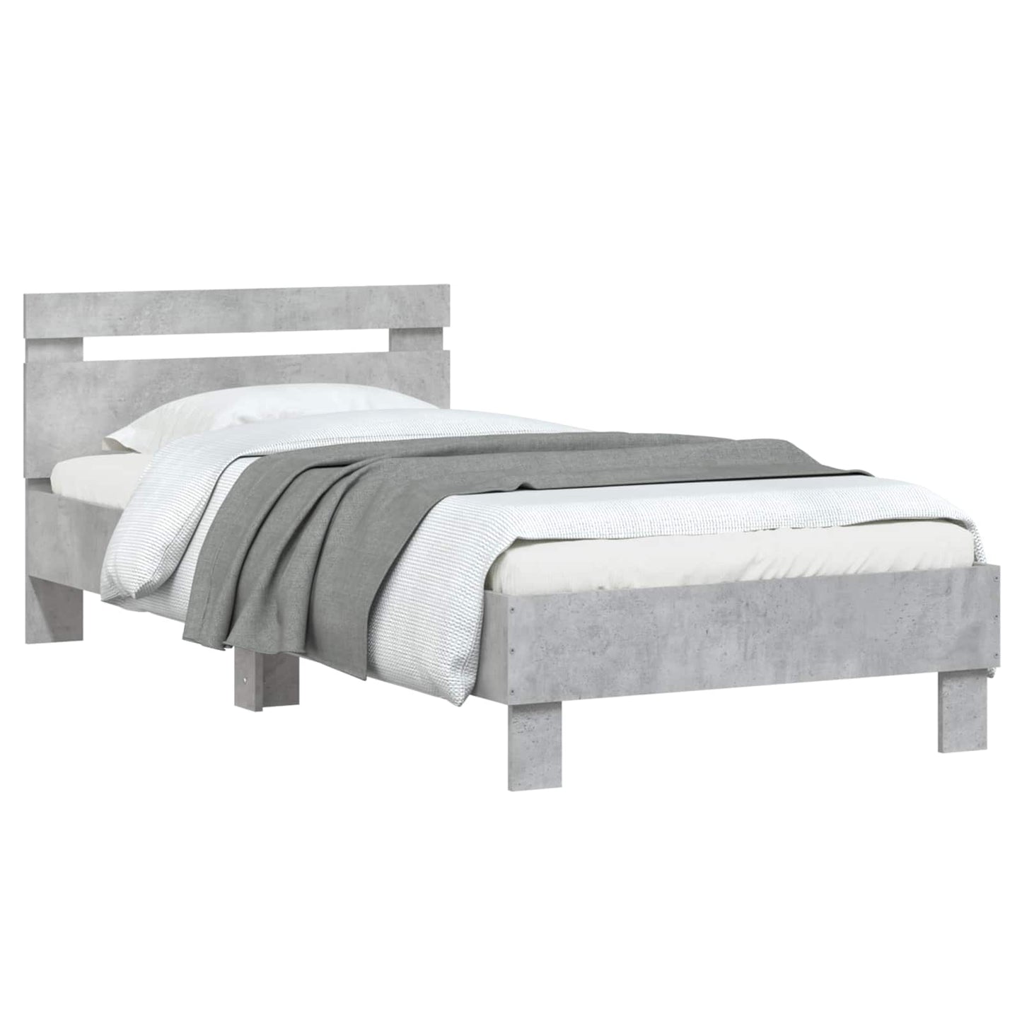 Bed Frame Concrete Grey Engineered Wood