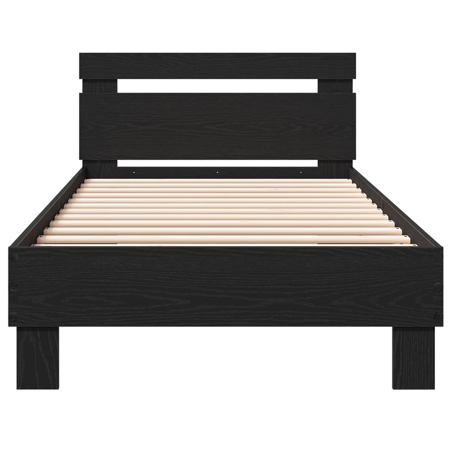 Bed Frame Black Oak Engineered Wood