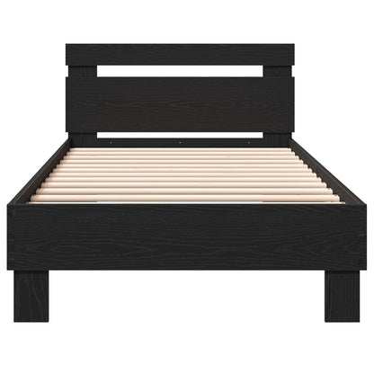 Bed Frame Black Oak Engineered Wood