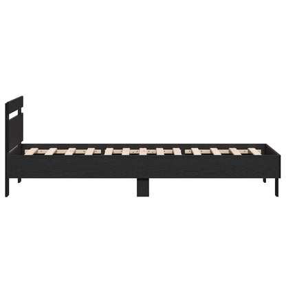 Bed Frame Black Oak Engineered Wood