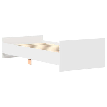 Bed Frame with Headboard White Engineered Wood