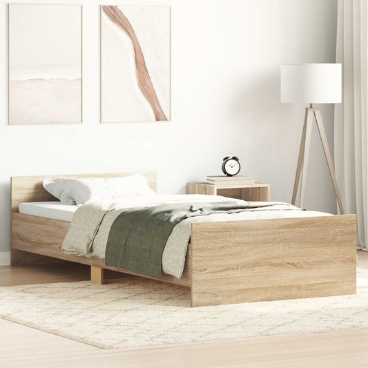 Bed Frame with Headboard Sonoma Oak Engineered Wood