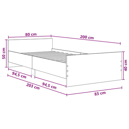 Bed Frame with Headboard Old Wood 80 x 200 cm Engineered Wood