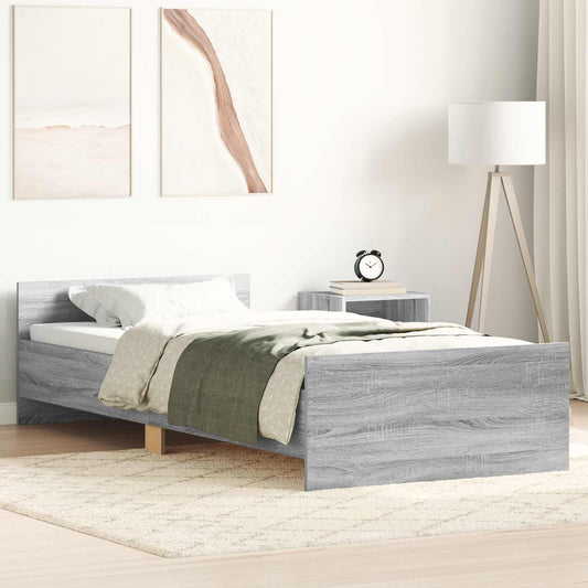 Bed Frame with Headboard Grey Sonoma Engineered Wood