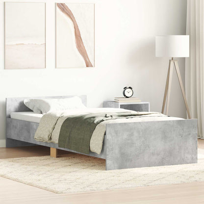 Bed Frame with Headboard Concrete Grey Engineered Wood