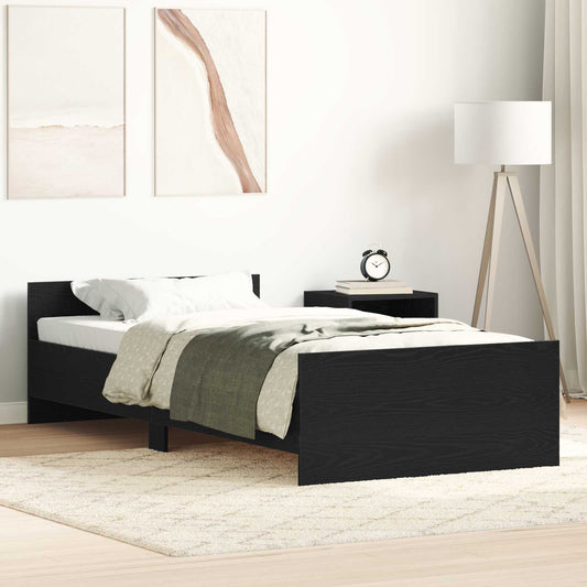 Bed Frame with Headboard Black Oak 80 x 200 cm Engineered Wood