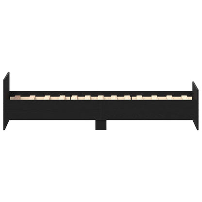 Bed Frame with Headboard Black Oak Engineered Wood