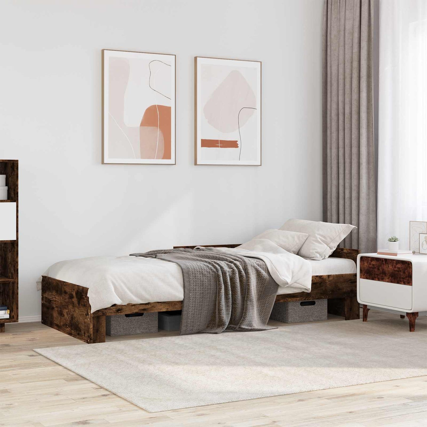 Bed Frame with Headboard Smoked Oak 80 x 200 cm Engineered Wood