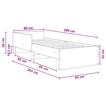 Bed Frame with Headboard Smoked Oak 80 x 200 cm Engineered Wood