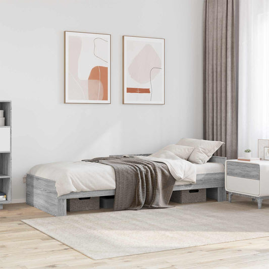 Bed Frame with Headboard Grey Sonoma 80 x 200 cm