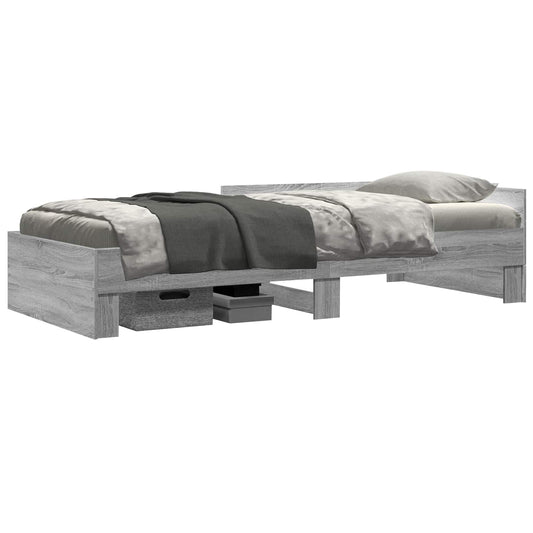 Bed Frame with Headboard Grey Sonoma 80 x 200 cm