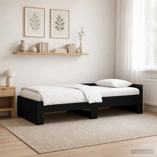 Bed Frame with Headboard Black Oak 80 x 200 cm Engineered Wood