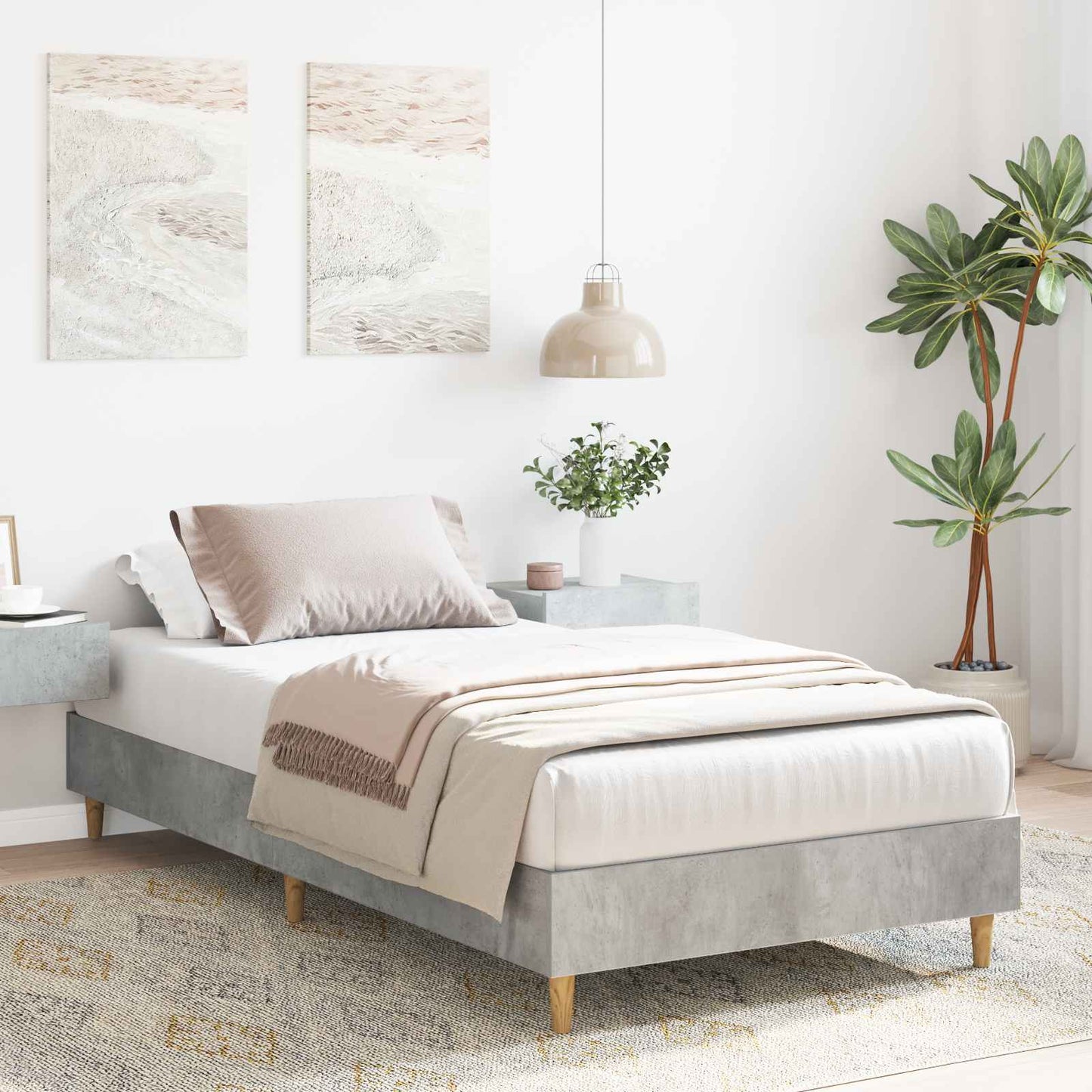 Bed Frame Concrete Grey 80 x 200 cm Engineered Wood