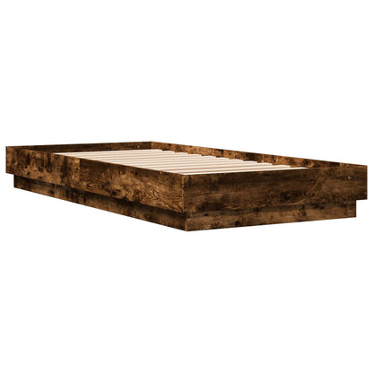 Floor Bed Frame Smoked Oak 80 x 200 cm Engineered Wood