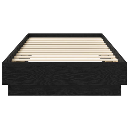Floor Bed Frame Black Oak 80 x 200 cm Engineered Wood