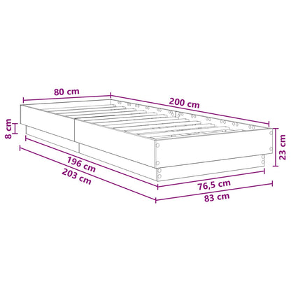 Floor Bed Frame Artisan Oak 80 x 200 cm Engineered Wood