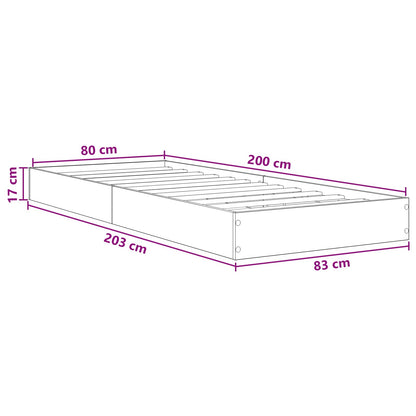 Floor Bed Frame Old Wood 80 x 200 cm Engineered Wood