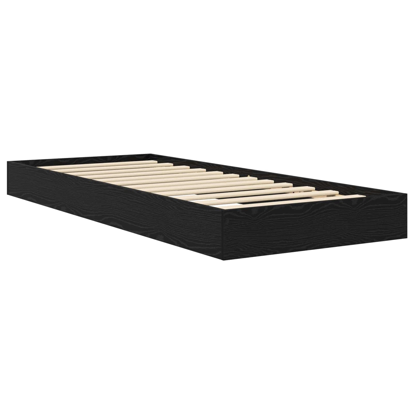 Floor Bed Frame Black Oak 80 x 200 cm Engineered Wood