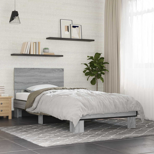 Bed Frame with Headboard Grey Sonoma 80 x 200 cm