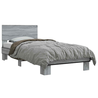 Bed Frame with Headboard Grey Sonoma 80 x 200 cm
