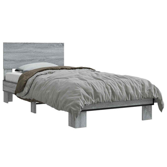 Bed Frame with Headboard Grey Sonoma 80 x 200 cm
