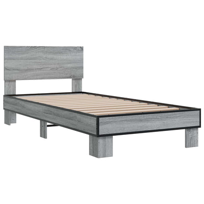 Bed Frame with Headboard Grey Sonoma 80 x 200 cm